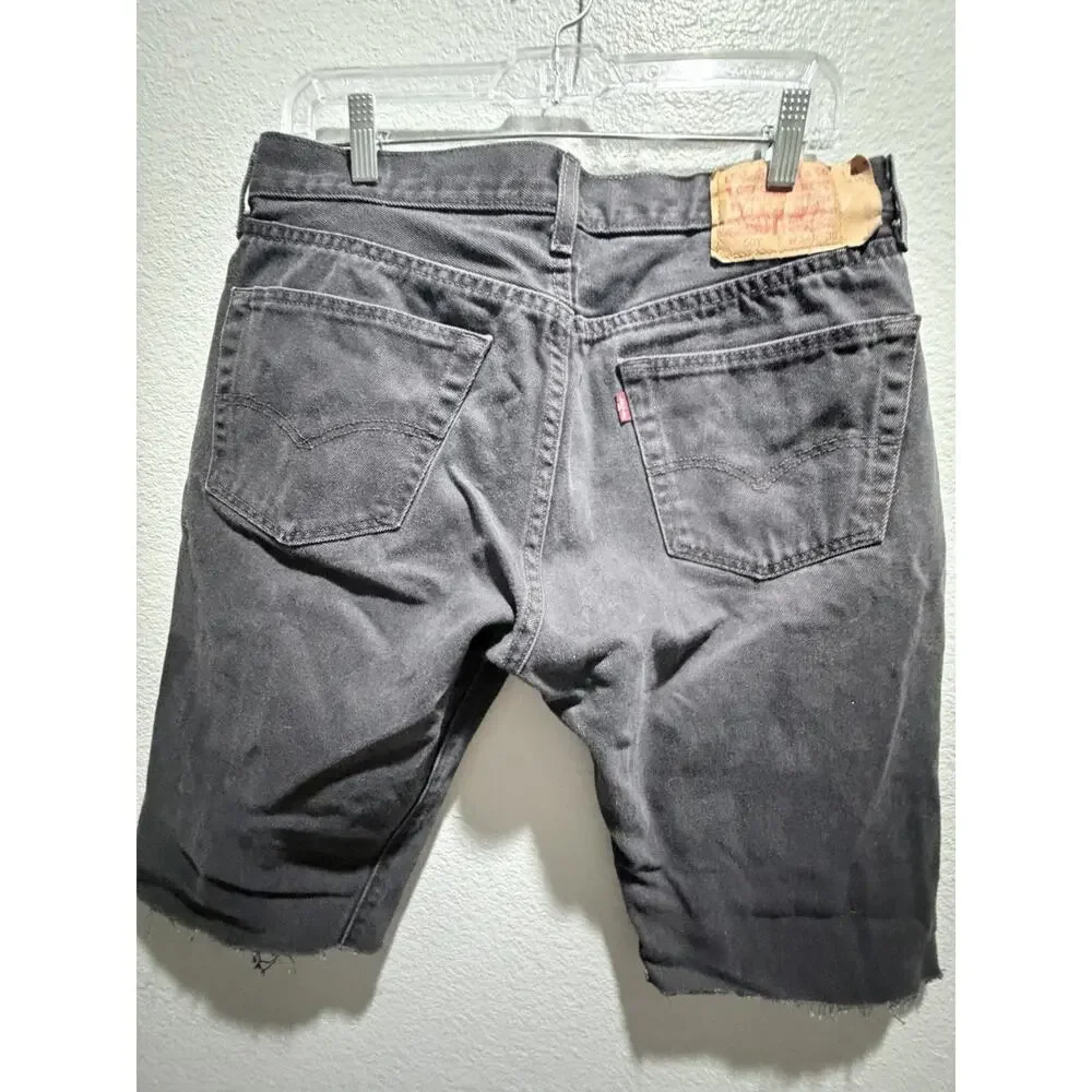 (Vintage) Levi’s 501 Cut Off Frayed Hem Jorts Y2K Grunge Black Faded Jeans 34/30